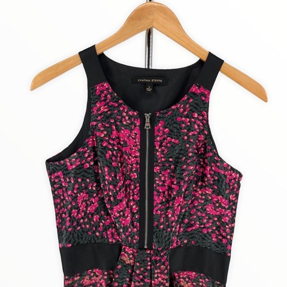 Cynthia Steffe Silk Multicolor Sue Cerise Zip Front Sleeveless Dress size 6 - Picture 3 of 12